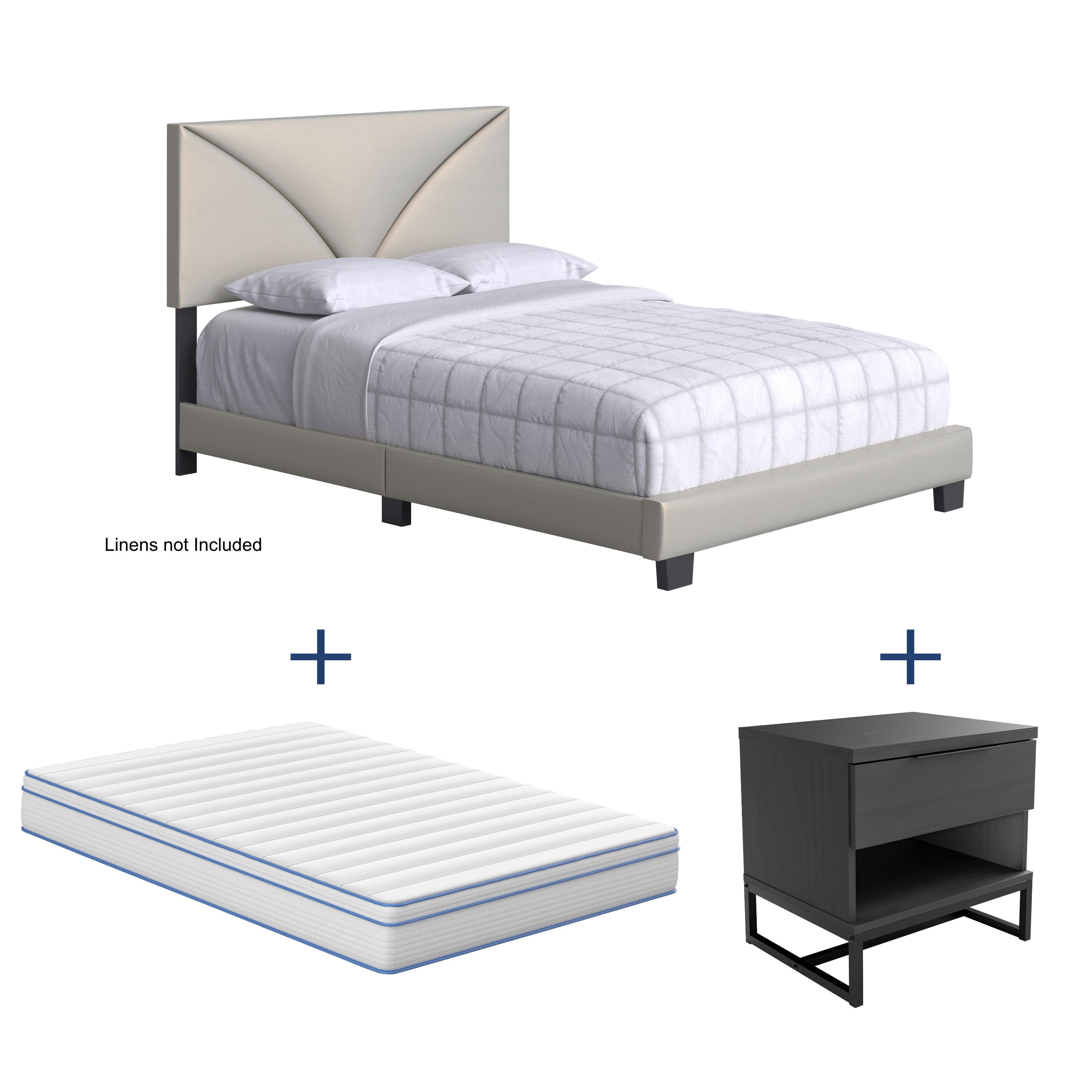 Rent to Own Boyd Sleep Cornerstone Twin White Faux Leather Bed with Revive 8" Twin Hybrid